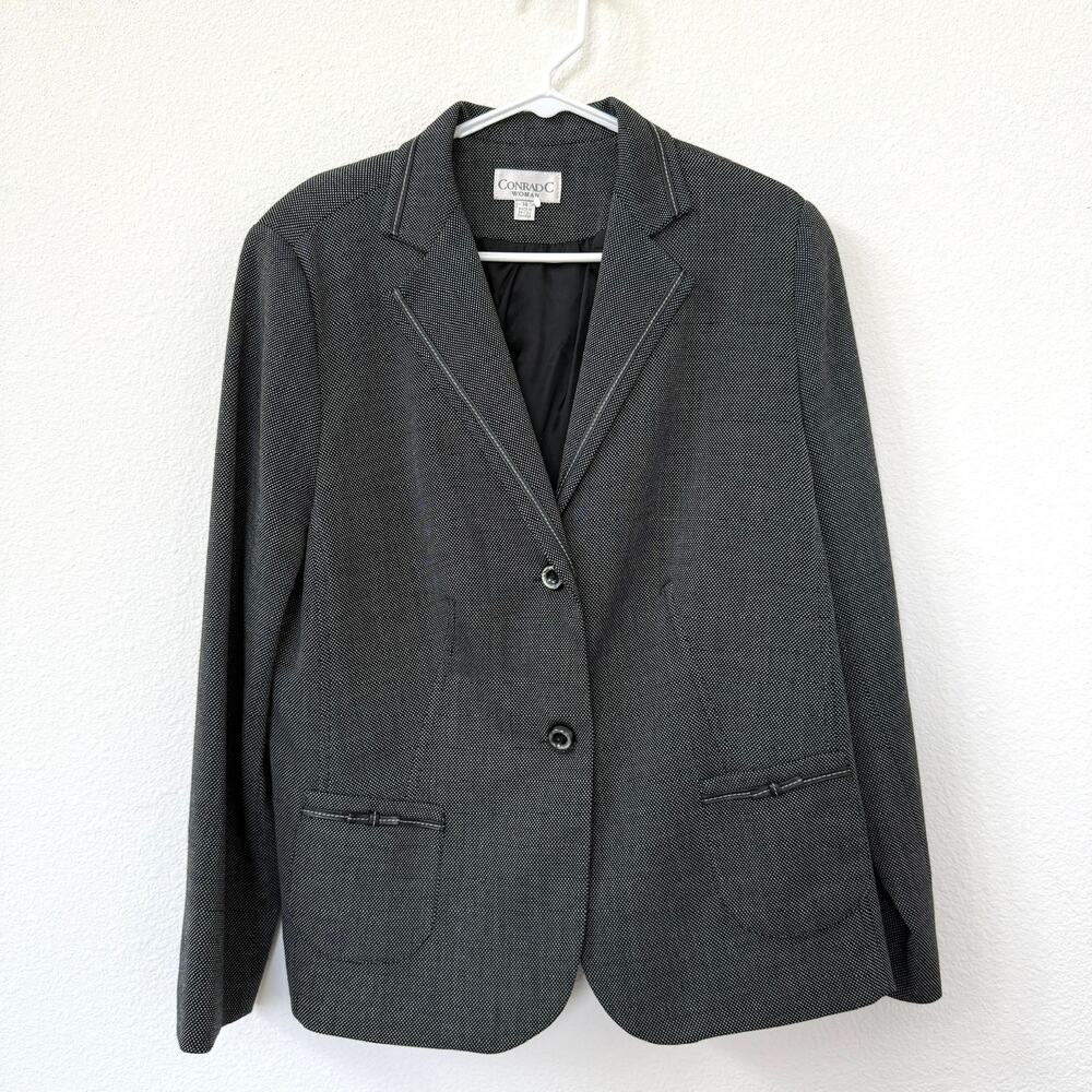 Conrad C Woman‎ Blazer Gray Stretch Career Jacket Size 14 Made in Canada